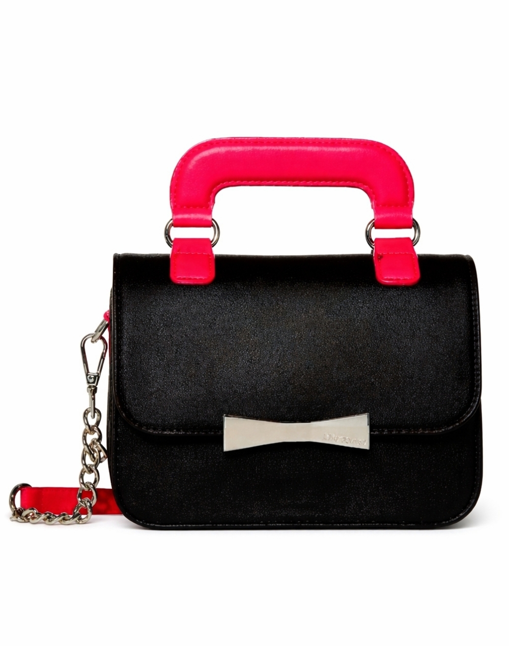 Betsey Johnson Top Handle Black & Pink Crossbody Bag Purse